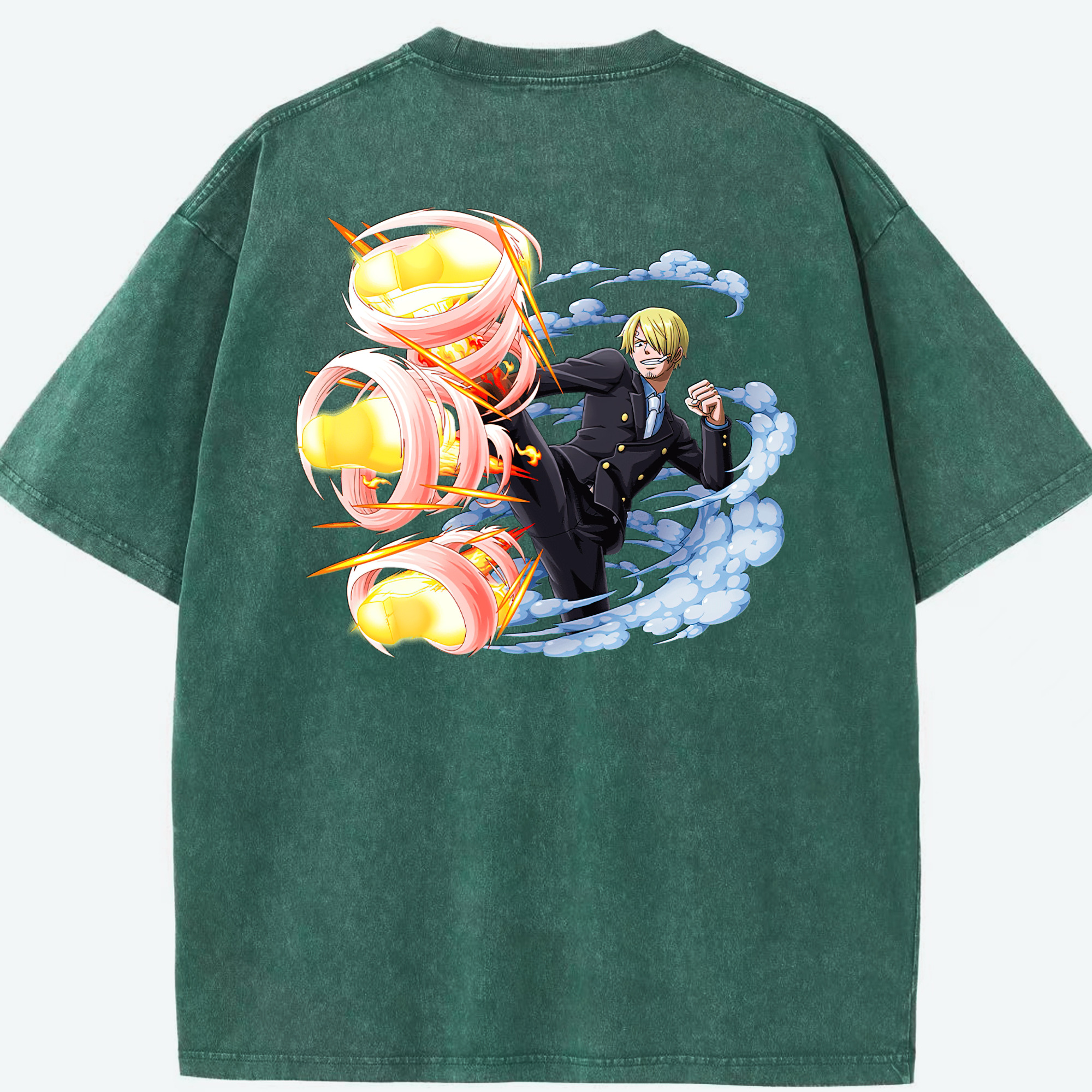 ワンピース サンジ ONE PIECE Sanji 綿100% ヴィンテージ風 半袖Tシャツ（背面プリント）